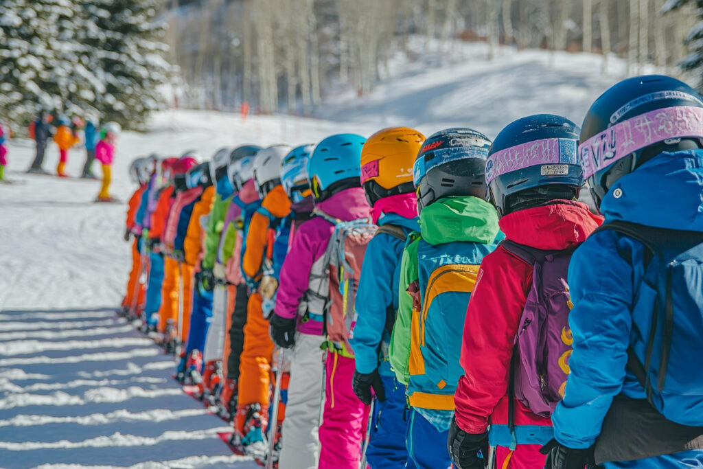 Tabără de ski pentru copii, în vacanța de iarnă.
